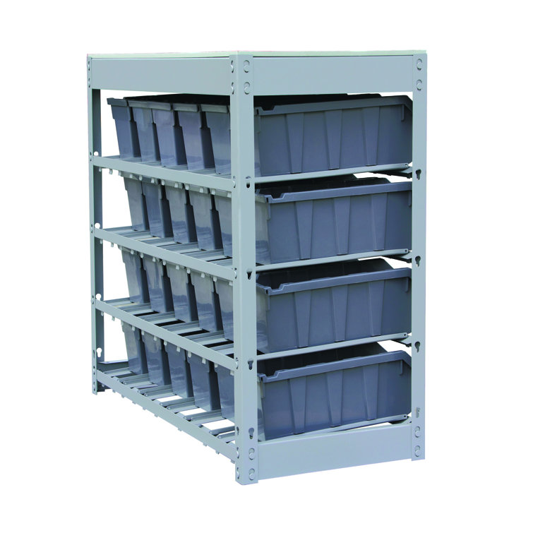 Rebrilliant Josina 33 W x 15 D x 36 H Garage Storage Bin Rack System Heavy Duty 4 Tiers 24 Bins